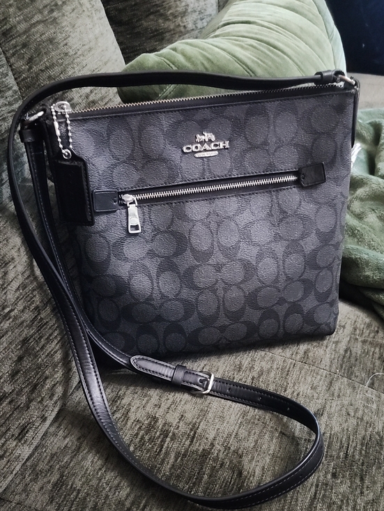 Coach Handbags - Coach Black Signature Crossbody with Silver Hardware